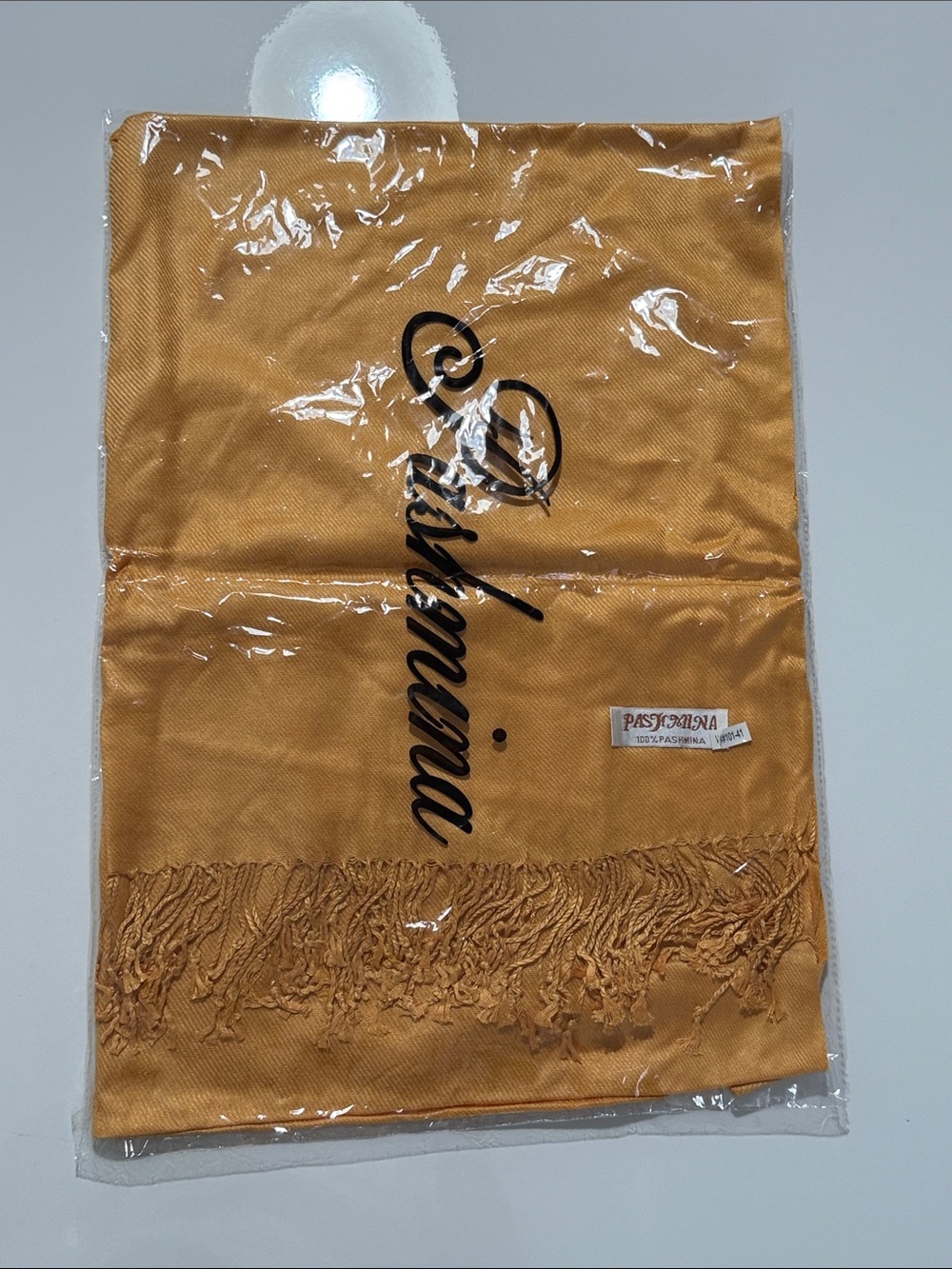 pashmina Mustard Yellow Scarf with Script Logo